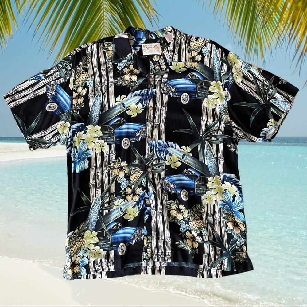 Thums Up for Men Hawaiian Shirt Size Large, Camp Shirt, Vacation Shirt Tropical